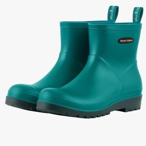 Planone Short Rain Boots Fashion Waterproof Chelsea Boots for
Women Turquoise 8